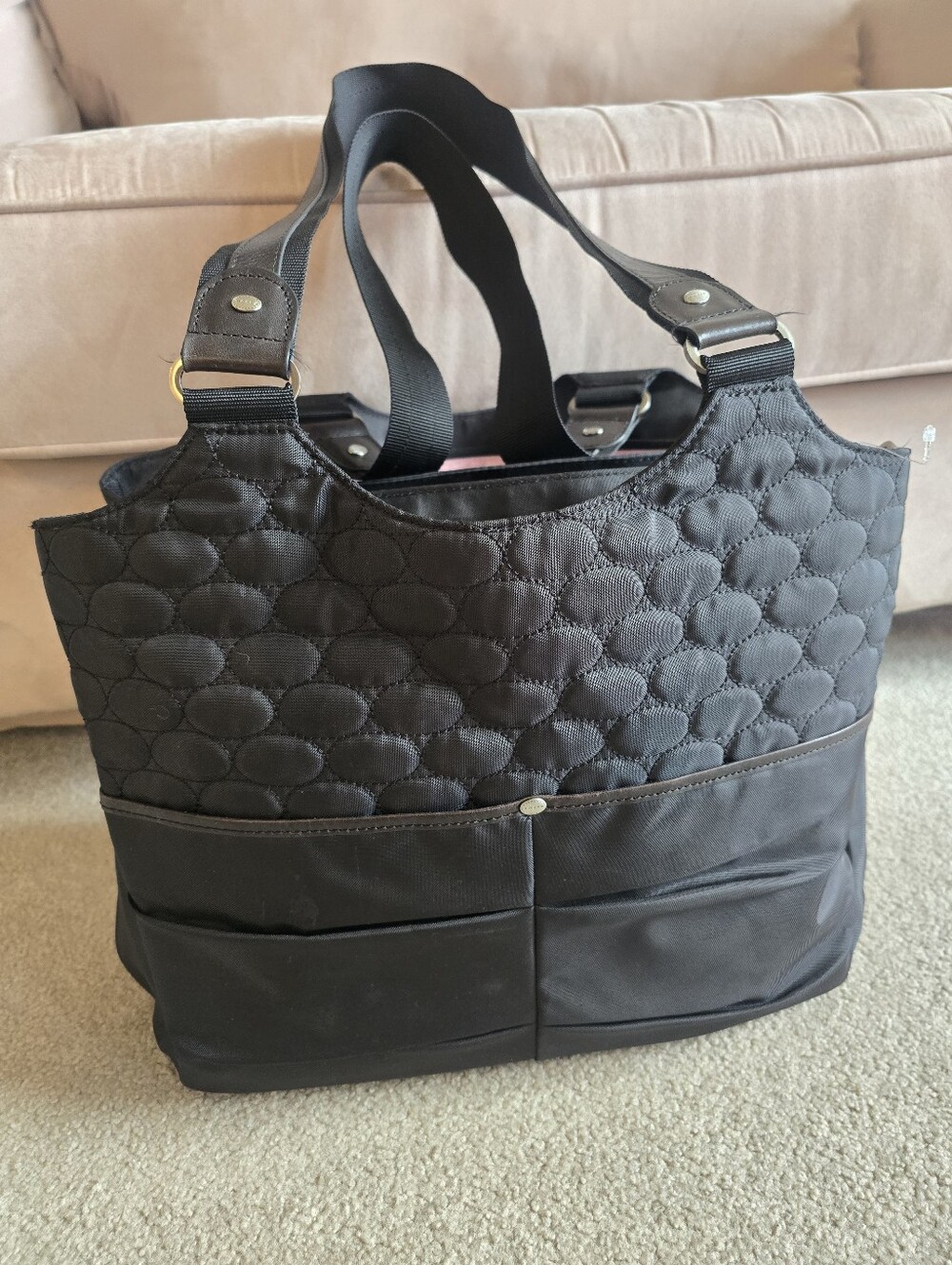 Mosey Multi Pocket Mom Diaper Bag Black & Pink